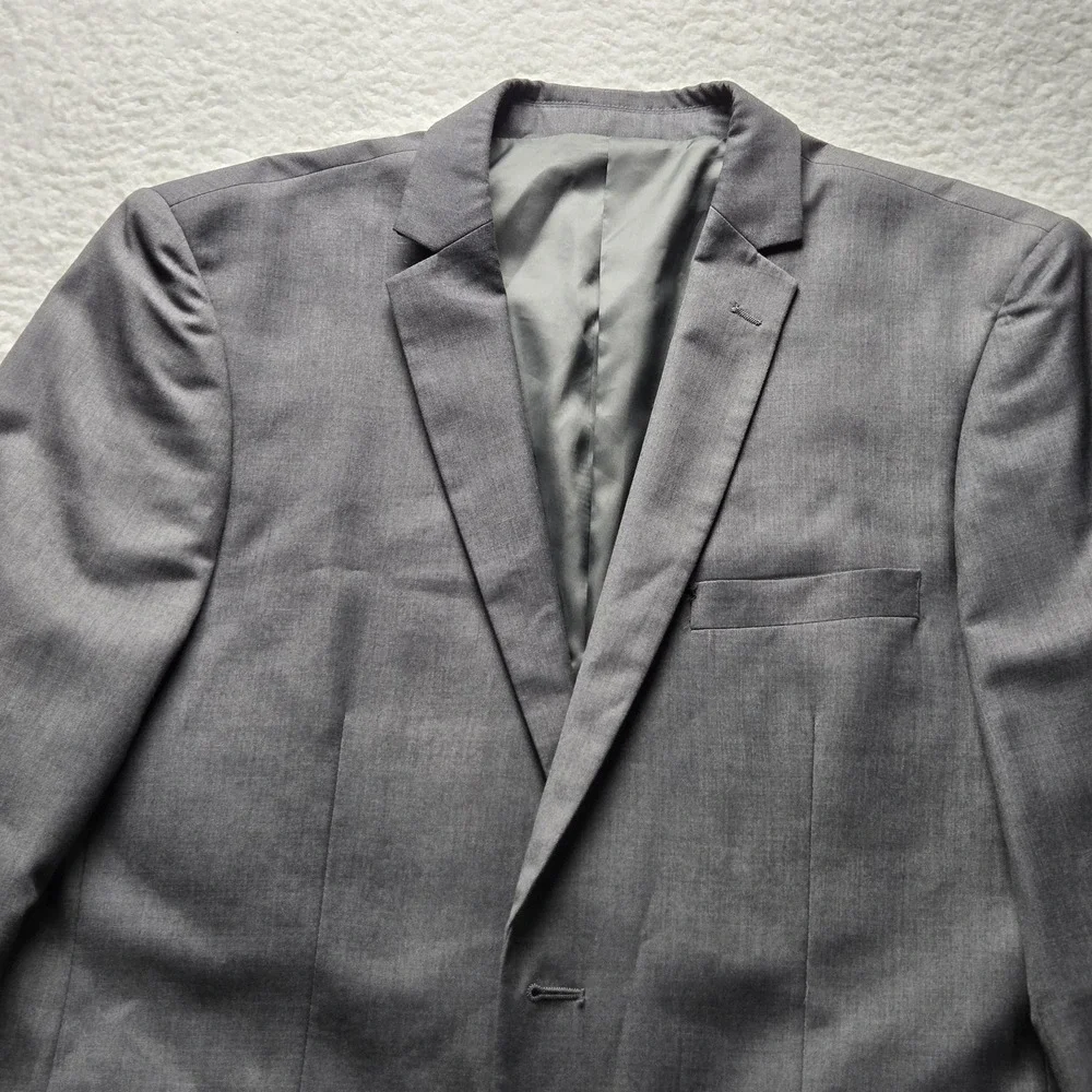 Cooper & Nelson Blazer Mens 44R Gray Polyester Rayon 2 Button Suit Jacket